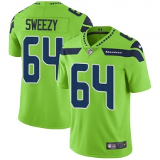 Men's Nike Seattle Seahawks #64 J.R. Sweezy Limited Green Rush Vapor Untouchable NFL Jersey