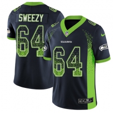 Men's Nike Seattle Seahawks #64 J.R. Sweezy Limited Navy Blue Rush Drift Fashion NFL Jersey