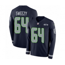 Men's Nike Seattle Seahawks #64 J.R. Sweezy Limited Navy Blue Therma Long Sleeve NFL Jersey
