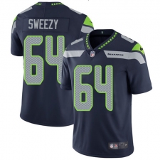 Men's Nike Seattle Seahawks #64 J.R. Sweezy Navy Blue Team Color Vapor Untouchable Limited Player NFL Jersey