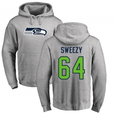 NFL Nike Seattle Seahawks #64 J.R. Sweezy Ash Name & Number Logo Pullover Hoodie