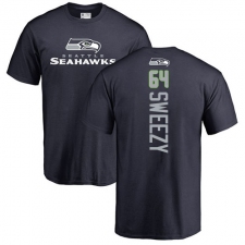 NFL Nike Seattle Seahawks #64 J.R. Sweezy Navy Blue Backer T-Shirt