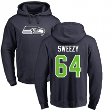 NFL Nike Seattle Seahawks #64 J.R. Sweezy Navy Blue Name & Number Logo Pullover Hoodie