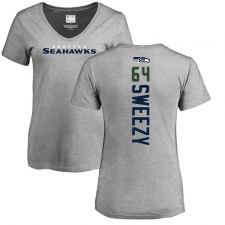 NFL Women's Nike Seattle Seahawks #64 J.R. Sweezy Ash Backer T-Shirt