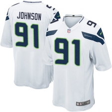 Men's Nike Seattle Seahawks #91 Tom Johnson Game White NFL Jersey
