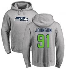 NFL Nike Seattle Seahawks #91 Tom Johnson Ash Name & Number Logo Pullover Hoodie
