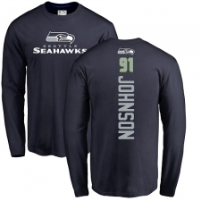 NFL Nike Seattle Seahawks #91 Tom Johnson Navy Blue Backer Long Sleeve T-Shirt