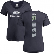 NFL Women's Nike Seattle Seahawks #91 Tom Johnson Navy Blue Backer T-Shirt