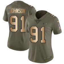 Women Nike Seattle Seahawks #91 Tom Johnson Limited Olive Gold 2017 Salute to Service NFL Jersey