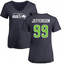 NFL Women's Nike Seattle Seahawks #99 Quinton Jefferson Navy Blue Name & Number Logo T-Shirt