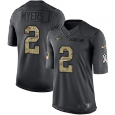 Men's Nike New York Jets #2 Jason Myers Limited Black 2016 Salute to Service NFL Jersey
