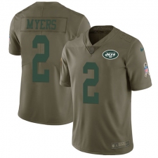 Men's Nike New York Jets #2 Jason Myers Limited Olive 2017 Salute to Service NFL Jersey