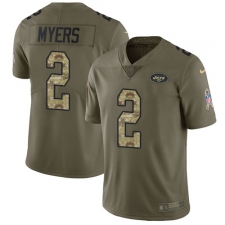 Men's Nike New York Jets #2 Jason Myers Limited Olive Camo 2017 Salute to Service NFL Jersey