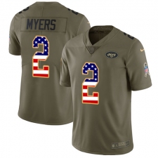 Men's Nike New York Jets #2 Jason Myers Limited Olive USA Flag 2017 Salute to Service NFL Jersey
