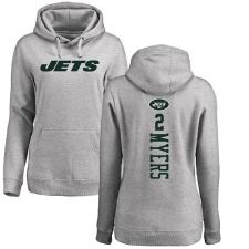 NFL Women's Nike New York Jets #2 Jason Myers Ash Backer Pullover Hoodiee