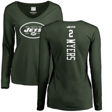 NFL Women's Nike New York Jets #2 Jason Myers Green Backer Long Sleeve T-Shirt