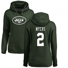 NFL Women's Nike New York Jets #2 Jason Myers Green Name & Number Logo Pullover Hoodie