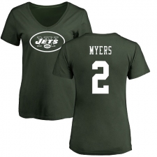 NFL Women's Nike New York Jets #2 Jason Myers Green Name & Number Logo T-Shirt