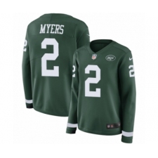 Women's Nike New York Jets #2 Jason Myers Limited Green Therma Long Sleeve NFL Jersey