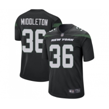 Men's New York Jets #36 Doug Middleton Game Black Alternate Football Jersey