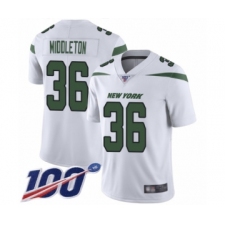 Men's New York Jets #36 Doug Middleton White Vapor Untouchable Limited Player 100th Season Football Jersey