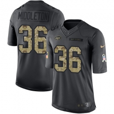 Men's Nike New York Jets #36 Doug Middleton Limited Black 2016 Salute to Service NFL Jersey