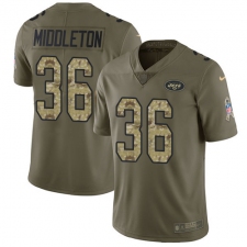 Men's Nike New York Jets #36 Doug Middleton Limited Olive Camo 2017 Salute to Service NFL Jersey