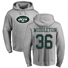 NFL Nike New York Jets #36 Doug Middleton Ash Name & Number Logo Pullover Hoodie