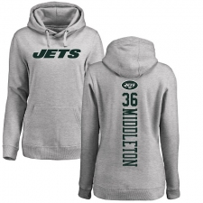 NFL Women's Nike New York Jets #36 Doug Middleton Ash Backer Pullover Hoodie