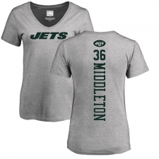 NFL Women's Nike New York Jets #36 Doug Middleton Ash Backer T-Shirt