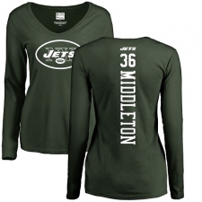 NFL Women's Nike New York Jets #36 Doug Middleton Green Backer Long Sleeve T-Shirt