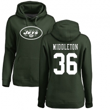 NFL Women's Nike New York Jets #36 Doug Middleton Green Name & Number Logo Pullover Hoodie