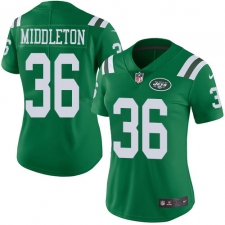 Women Nike New York Jets #36 Doug Middleton Limited Green Rush Vapor Untouchable NFL Jersey
