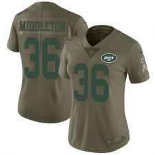 Women Nike New York Jets #36 Doug Middleton Limited Olive 2017 Salute to Service NFL Jersey