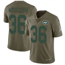 Youth Nike New York Jets #36 Doug Middleton Limited Olive 2017 Salute to Service NFL Jersey