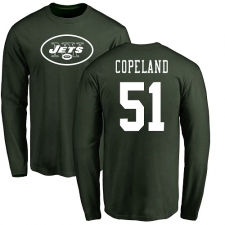 NFL Nike New York Jets #51 Brandon Copeland Green Name & Number Logo Long Sleeve T-Shirt