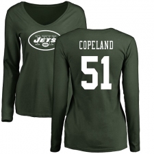 NFL Women's Nike New York Jets #51 Brandon Copeland Green Name & Number Logo Long Sleeve T-Shirt