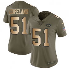 Women Nike New York Jets #51 Brandon Copeland Limited Olive Gold 2017 Salute to Service NFL Jersey