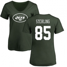 NFL Women's Nike New York Jets #85 Neal Sterling Green Name & Number Logo T-Shirt