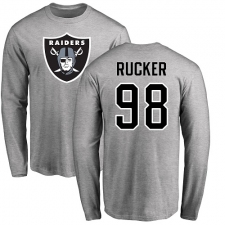 NFL Nike Oakland Raiders #98 Frostee Rucker Ash Name & Number Logo Long Sleeve T-Shirt