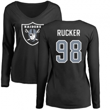 NFL Women's Nike Oakland Raiders #98 Frostee Rucker Black Name & Number Logo Long Sleeve T-Shirt