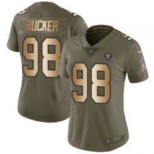 Women Nike Oakland Raiders #98 Frostee Rucker Limited Olive Gold 2017 Salute to Service NFL Jersey