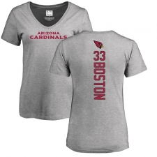 NFL Women's Nike Arizona Cardinals #33 Tre Boston Ash Backer V-Neck T-Shirt