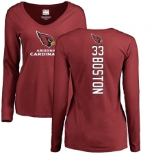 NFL Women's Nike Arizona Cardinals #33 Tre Boston Maroon Backer Long Sleeve T-Shirt