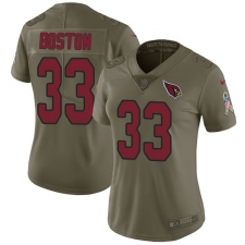Women Nike Arizona Cardinals #33 Tre Boston Limited Olive 2017 Salute to Service NFL Jersey