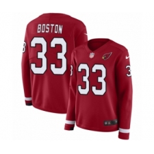 Women's Nike Arizona Cardinals #33 Tre Boston Limited Red Therma Long Sleeve NFL Jersey