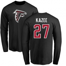 NFL Nike Atlanta Falcons #27 Damontae Kazee Black Name & Number Logo Long Sleeve T-Shirt