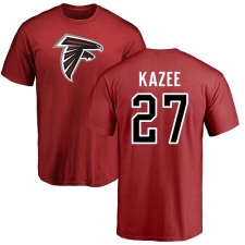 NFL Nike Atlanta Falcons #27 Damontae Kazee Red Name & Number Logo T-Shirt