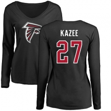 NFL Women's Nike Atlanta Falcons #27 Damontae Kazee Black Name & Number Logo Long Sleeve T-Shirt