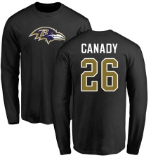 NFL Nike Baltimore Ravens #26 Maurice Canady Black Name & Number Logo Long Sleeve T-Shirt